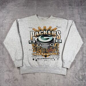 Green Bay Packers Sweatshirt Mens Large Gray Super Bowl XXXI Vintage 1997 NFL